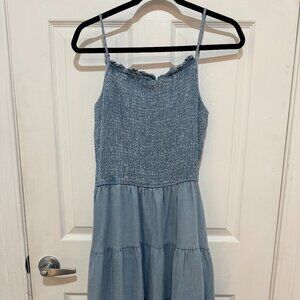 Chambray tiered dress